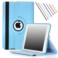 Thilon - Apple iPad Air 2 Retina Display Case - 360 Degree Rotating Stand Folio PU Leather Case Cover with Stand and Auto Sleep / Wake Feature for iPad Air 2 (Released in 2014) with Retina Dispaly (Baby Blue)