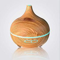 TeaMaX Aromatherapy Essential Oil Diffuser Wood Grain Ultrasonic Cool Mist Humidifier Air Cleaner BPA Free with 7 Colorful Changing LED Timer Mode 300ML