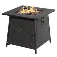 BALI OUTDOORS Firepit LP Gas Fireplace 28" Square Table 50,000BTU Fire Pit, Black