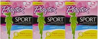 Playtex Sport Tampons, Regular Unscented 18 Each (Pack of 3)