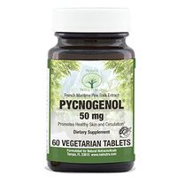 Natural Nutra Premium Pycnogenol, Supreme French Maritime Pine Bark Extract, Antioxidant Support, Blood Circulation and Joint Supplement for Men and Women, 50 mg, 60 Vegan Tablets
