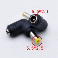 ZYAMY 2pcs 90 Degree Angle 5.5x2.1mm Female Jack to 5.5x2.5mm Male Plug Adapter DC Barrel Power Jack Charging Cable Connector