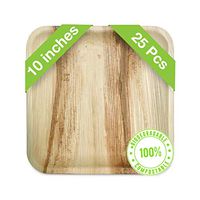 Palm Leaf Plates Set 10"| 25 Pack Heavy Duty Eco-friendly Disposable Dinner Plates | Biodegradable & Compostable | Premium Quality Tableware Ideal For Wedding, Party, Camping & More | Feast Green