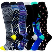 Compression Socks For Women&Men 1/3/6 Pairs - Best Medical for Running Athletic Flight Travel Circulation Recovery, 20-30mmHg (A1-Multicoloured26- 6 Pairs, Large / X-Large)