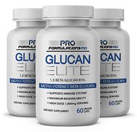 Glucan Elite – 85% Beta 1,3D Glucan 500mg - 60 vcaps | 85% Minimum Active 1,3 Linkage Ultra-Potency Beta Glucan – Highest Bioavailability with BGF-Immune (Pack of 3)