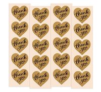 Thank You Heart Stickers | 100 Pack | 1.5" Inch Natural Kraft - Perfect for Wedding, Anniversary, Gift, Birthday Or Envelopes.