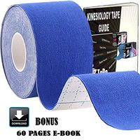 Medicine Kinesiology Tape + Ebook for Expert Strapping, Taping Applications - Therapeutic Sports Tape for Knee/Shoulder/Elbow/Ankle/Neck/Superior Waterproof - Adhesive/Latex Free/Blue
