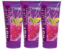 Hot Stuff RASPBERRY Warming Kissable Massage Oil Sugar Free Lubricant : Size 6 Fl. Oz (Pack of 3)