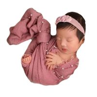 Baby Photography Props Blanket Newborn Photo Shoot Outfits Infant Photos Luxurious Wrap (Pink)