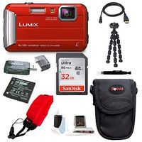 Panasonic Lumix DMC-TS30 Digital Camera (Red) with 32GB Accessory Bundle