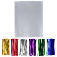 300 Pack 11" x 14" Clear Cello Treat Bags 1.4mil OPP Plastic Bags with 6 Mix Colors Twist Ties Good for Wedding Cookie Gift Candy Bakery Supply Valentine Chocolates