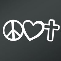Peace Love Jesus Cross Vinyl Decal Sticker | Cars Trucks Vans Walls Laptops Cups | White | 7.5 X 3 Inch | KCD1686
