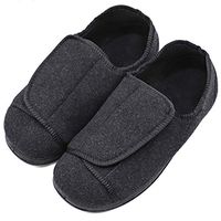 Womens Diabetic Edema Slippers with Adjustable Closures Wide Width House Diabetes Strap Footwear Comfortable Orthopedic Shoes Easy On Off for Elderly Wide Swollen Feet Arthritis Black