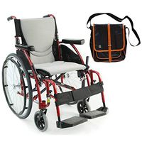 Karman S-Ergo 115 Ultra Lightweight Ergonomic Wheelchair | Seat Size 18" X 17" | Swing Away Footrest | Fixed Wheels in Red & Free Black Medical Utility Bag with Trim!