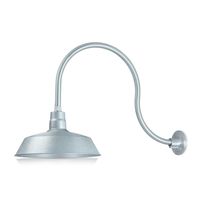 14in. Galvanized Finish Outdoor Gooseneck Barn Light Fixture With 24in. Long Extension Arm - Wall Sconce Farmhouse, Vintage, Antique Style - UL Listed - 9W 900lm A19 LED Bulb (5000K Cool White)