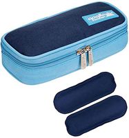 ONEGenug Portable Insulin Cooler Bag Epipen case Diabetic Organizer Medical Travel Cooler + 2 Ice Pack(Dark Blue)