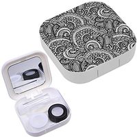 Portable Contact Lens Case Box Travel Kit Mirror + Bottle + Tweezers Container Holder [ Black White ]