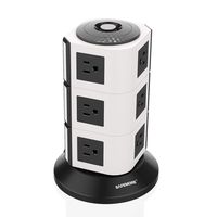 SAFEMORE Power Strip Tower 12 Outlets Surge Protector Electric Charging Station 6.5ft Heavy Duty Extension Cord Multiple Outlet Plug for Smartphones Bluetooth Home Appliances-White+Black