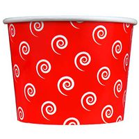 Valentine's Day Red Paper Ice Cream Cups - 16 oz Swirls And Twirls Disposable Bowls - Comes in Many Colors - Frozen Dessert Supplies - 50 Count