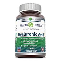 Amazing Formulas Hyaluronic Acid 100 mg 250 Capsules - Support Healthy Connective Tissue and Joints - Promote Youthful Healthy Skin