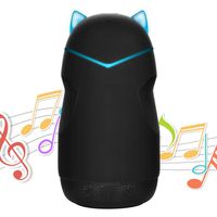 Small Speaker Kids, Cute Portable Wireless Bluetooth Speakers Mini Little Pocket Speakers with LED Night Light Built-in Mic TF Card for Children Boy Girl Home Outdoor Travel (Black)
