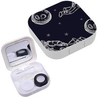 Portable Contact Lens Case Box Travel Kit Mirror + Bottle + Tweezers Container Holder [ Image Space Galaxy ]