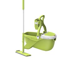 YJJY Flat mop Bucket Set - Upgraded Lifting mop and 2 Microfiber Dry Mop Heads for Home Cleaning,Green