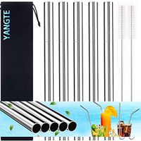 Reusable Smoothie Straws 5Pcs Extra Wide Stainless Steel Boba Straws - 12mm Metal Straws for Bubble Tea, Milkshakes, Jumbo Drinks with 2 Cleaning Brushes