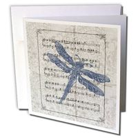 3dRose Vintage Blue Dragonfly Greeting Cards, Set of 12 (gc_108739_2)