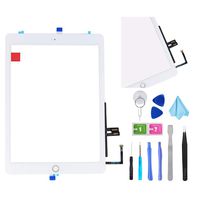 White Digitizer Repair Kit for iPad 9.7" 2018 iPad 6 6th Gen A1893 A1954 Touch Screen Digitizer Replacement with Home Button + Adhesive + Tools
