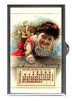 1889 Victorian Calendar Pretty Little Girl Decorative Pill Box