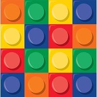Club Pack of 192 Colorful Building Block Themed 2-Ply Luncheon Party Napkins 6.5"