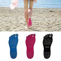 FSCOOL Stick on Shoes, Adhesive Foot Pads Invisible Barefoot Shoes, Waterproof Feet Soles Protection Sticker for Walking, Beach and Water Sports (Blue, S Size)