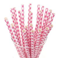 Homeford Firefly Imports Car Checkered Racing Paper Straws, 7-3/4-Inch, 25-Pack, Fuchsia, 7-3/4"