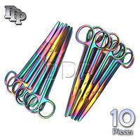 DDP Set of 10 Multi Titanium Color Rainbow Mayo Scissors 5.5" Straight & Curved Stainless Steel
