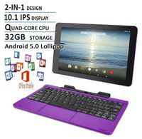 RCA Viking Pro Purple Edition 10.1 Touchscreen 2 In 1 Tablet Laptop, Detachable Keyboard, Free Office Moblie APP, Quad-Core Processor,32G storage, IPS Display, Android 5.0 Lollipop