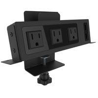 ChargeTech Desktop Outlets Power Strip - Mountable Desk Charging Station Includes 3 AC Outlets and 2 2.4A USB Ports with a Mount for Your Mobile Device or Tablet
