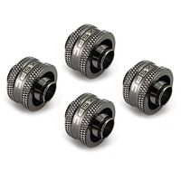 XSPC G1/4" to 3/8" ID, 1/2" OD Compression Fitting Black Chrome V2-4 Pack