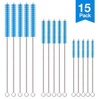 Hiware 15-Piece Straw Cleaning Brush Set, Extra Long Nylon Straw Cleaner, Drinking Straws Cleaning Brush for Multiple Size Straws