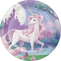 Creative Converting 415603 96 Count Sturdy Style 7" Dessert Plates, Unicorn Fantasy