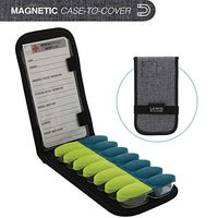 Lewis N. Clark Magnetic Folding Pill Organizer Supplement Case for OTC Medicine, Prescription Vitamins-14 Slots, Gray/Black