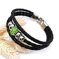 Big Hole Crystal Beads Punk Cuff Style Charm Leather Bracelet Bangle Jewelry K23 Cute Bracelets Fashion Accesories Cheap Best Good Bangles