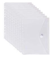 LaOficina 11 Holes Clear Poly Envelope Binders Pocket Insert with Hook and Loop Closure Letter Size 10 Packs