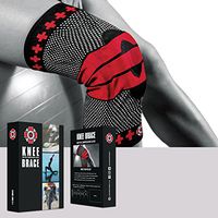 Old Bones Therapy Knee Brace - Knitted Compression Knee Sleeve and Support for Knee Pain Relief - Perfect for Sports, Arthritis, Post Surgery Recovery, Stability, Protection (M, Black/Red)