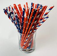 Patriotic Red, White, and Blue Paper Straws - 54 Straws