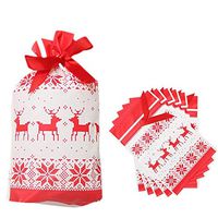 AMILIEe 50Pcs Wrapping Bags 9.06 x 6 Inch, Reusable Drawstring Wrap Present Gift Party Bags Storage Christmas Party Favor Pouch Goody Bags (Elk, 1)