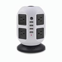 ETL UL1363 Certified LINKO Charging Station Electric Power Strip Tower PC and PBT Material 8 Outlet Plugs and 4 USB Ports Surge Protector Grey and Black with 6.5 Feet 14AWG Extension Cord,