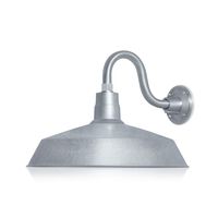 17in. Galvanized Finish Outdoor Gooseneck Barn Light Fixture With 10in. Long Extension Arm - Wall Sconce Farmhouse, Vintage, Antique Style - UL Listed - 9W 900lm A19 LED Bulb (5000K Cool White)