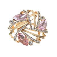 Vintage Gold Alloy Rhinestone Crystal Flower Wedding Bridal Bouquet Brooch Pin Fashion Novelty Creation Beauty Jewelry Party Woman Girl | StyleID - 37#_Pink