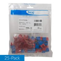 ICC CAT6 RJ45 Keystone Jack for HD Style, Blue, 25-Pack
